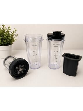 Ninja Blender Replacement Parts Lot 2 Cups Blade Assembly Lid 24oz